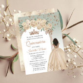Elegant Champagne | Sage Floral Quinceañera Party Einladung