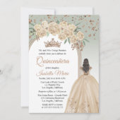 Elegant Champagne | Sage Floral Quinceañera Party Einladung (Vorderseite)