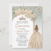Elegant Champagne | Sage Floral Quinceañera Party Einladung (Vorderseite)