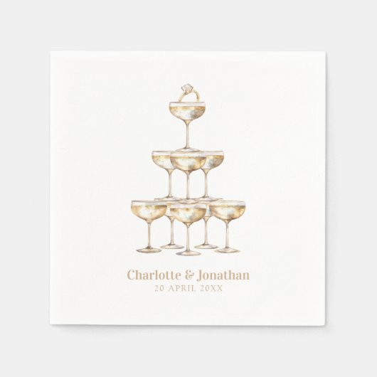 Elegant Champagne Stilvoll Retro Serviette (Vorderseite)