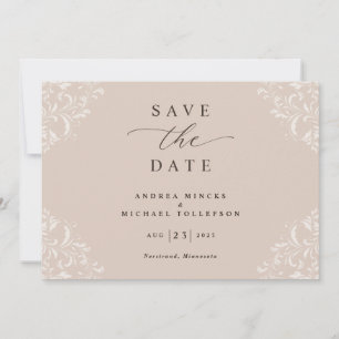Elegant Champagne Tan Wedding Vintag Save The Date