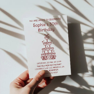 Elegant Champagne Tower 30th Birthday Party        Einladung