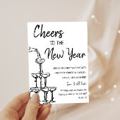 Elegant Champagne Tower New Year’s Eve Party Einladung