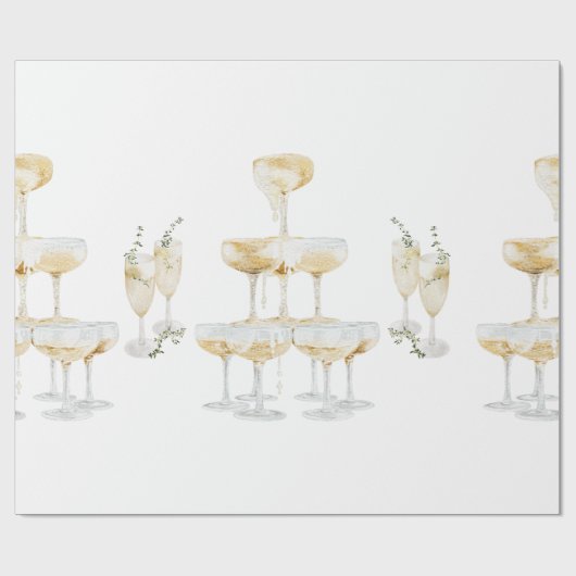 Elegant Champagne Wedding Roll Geschenkpapier (Flach)