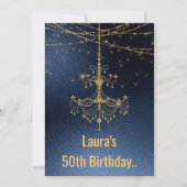 ELEGANT CHANDELIER online Custom BIRTHDAY Navy Einladung (Vorderseite)