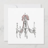 Elegant Chandelier Pink Bow Sketch Save the Date (Rückseite)