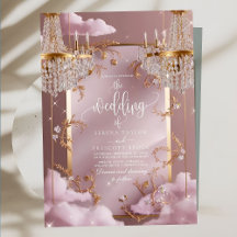 Elegant Chandelier Pink Clouds Wedding