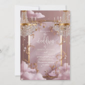 Elegant Chandelier Pink Clouds Wedding Einladung (Vorderseite)