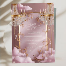 Elegant Chandelier Pink Clouds Wedding
