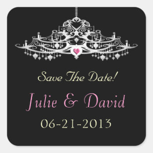 Elegant Chandelier Save the Date Hochzeit Quadratischer Aufkleber