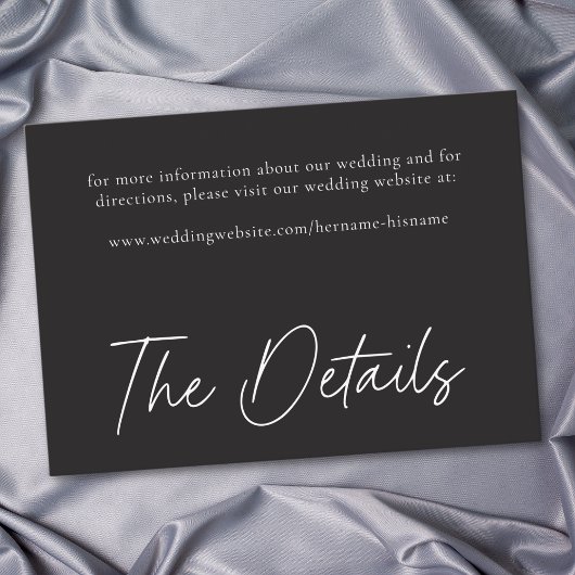 Elegant Charcoal Black Minimalist Wedding Begleitkarte