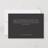 Elegant Charcoal Black Minimalist Wedding Dankeskarte (Rückseite)