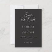 Elegant Charcoal Black Minimalist Wedding Photo Save The Date (Vorderseite)