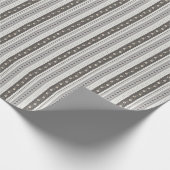 Elegant Charcoal & Cream Scallop Floral Stripe Geschenkpapier (Ecke)