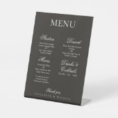 Elegant Charcoal Gold Foil Minimalist Wedding Menu Sockelschild (Vorderseite)