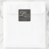 Elegant Charcoal Modern "Love and Thanks" Quadratischer Aufkleber (Tasche)