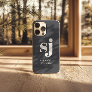 Elegant-Charcoal-Monogramm-Initialen iPhone 13 Pro Max Hülle