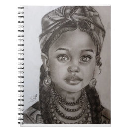 Elegant Charcoal & Pencil Girl Portrait Illustrati Notizblock