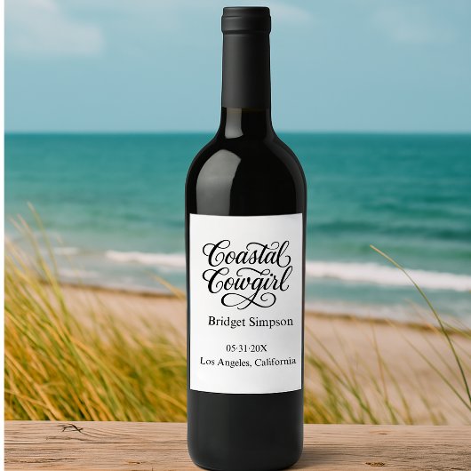 Elegant Charm Bachelorette Cowgirl Weinetikett