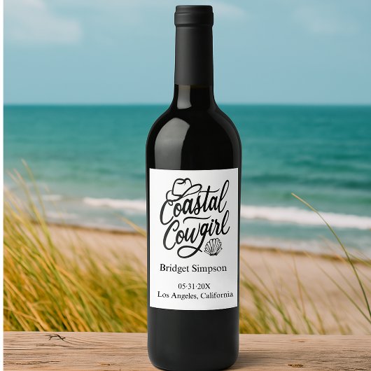 Elegant Charm Bachelorette Cowgirl Weinetikett