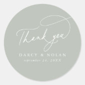 Elegant Charm Green Wedding Danke Stickers (Vorderseite)