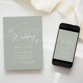 Elegant Charm Green Wedding Invitations with RSVP Einladung