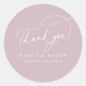 Elegant Charm Pink Hochzeit Danke Stickers (Vorderseite)