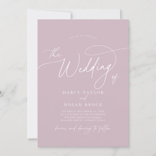 Elegant Charm Pink Wedding Invitations with RSVP Einladung (Vorderseite)