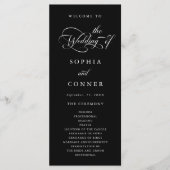 Elegant Charm Script Hochzeitsfeier Black Programm (Vorderseite)