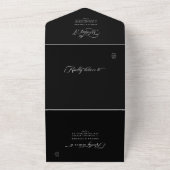Elegant Charm Script Wedding Black All In One Einladung (Außenbereich)