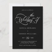 Elegant Charm Script Wedding Black Einladung (Vorderseite)