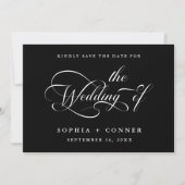 Elegant Charm Script Wedding Black Save The Date (Vorderseite)