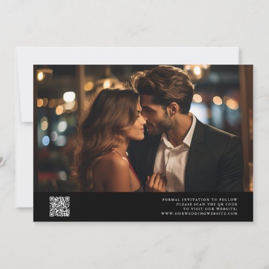 Elegant Charm Script Wedding Black Save The Date (Rückseite)