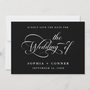 Elegant Charm Script Wedding Black Save The Date