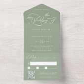 Elegant Charm Script Wedding Sage Green All In One Einladung (Innen Boden)