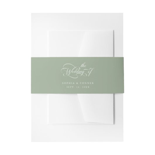 Elegant Charm Script Wedding Sage Green Einladungsbanderole (Vorderseite Beispiel)
