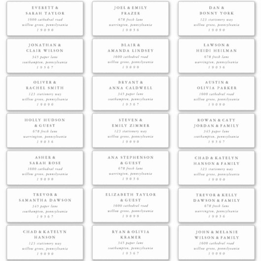 Elegant Charm Wedding Guest Address Labels (Vorderseite)