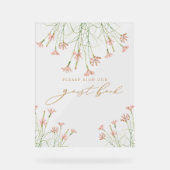 Elegant Charm Wild Blume Wedding Guest Book Acrylschild (Vorderseite)