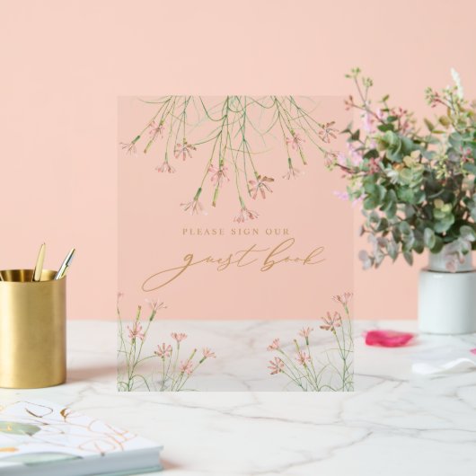 Elegant Charm Wild Blume Wedding Guest Book Acrylschild (Hochzeit)