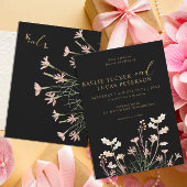 Elegant Charm Wild Flower | Black & Gold Wedding Einladung