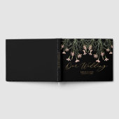 Elegant Charm Wild Flower | Black & Gold Wedding Gästebuch (Voll)