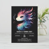 Elegant Charming Dragon Birthday Einladung (Stehend Vorderseite)