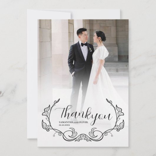 Elegant Charming Simple Photo Thank You Card Save The Date (Vorderseite)
