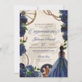 Elegant Charro Blue Rose Western Ranch Quinceanera Einladung (Vorderseite)