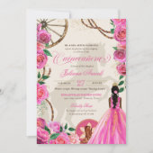 Elegant Charro Pink Rose Western Ranch Quinceanera Einladung (Vorderseite)