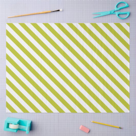 Elegant Chartreuse and White Striped Pattern Seidenpapier (Basteln)