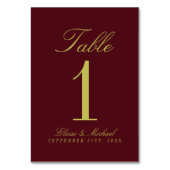Elegant Chartreuse Burgundy Simple Wedding Tischnummer (Vorderseite)