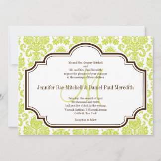 Elegant Chartreuse Damask Hochzeitseinladungen Einladung