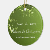 Elegant Chartreuse Green Save the Date Keramik Ornament (Links)