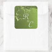 Elegant Chartreuse Green Wedding Mit Monogramm Quadratischer Aufkleber (Tasche)